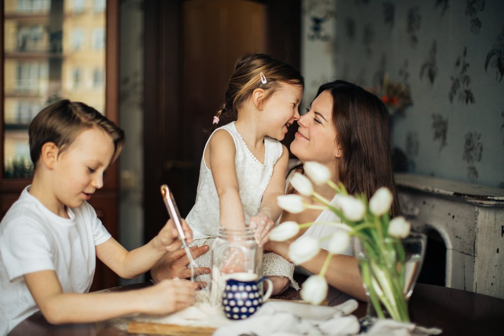 Mom and kids baking together, more free time with house cleaning services in Frisco TX